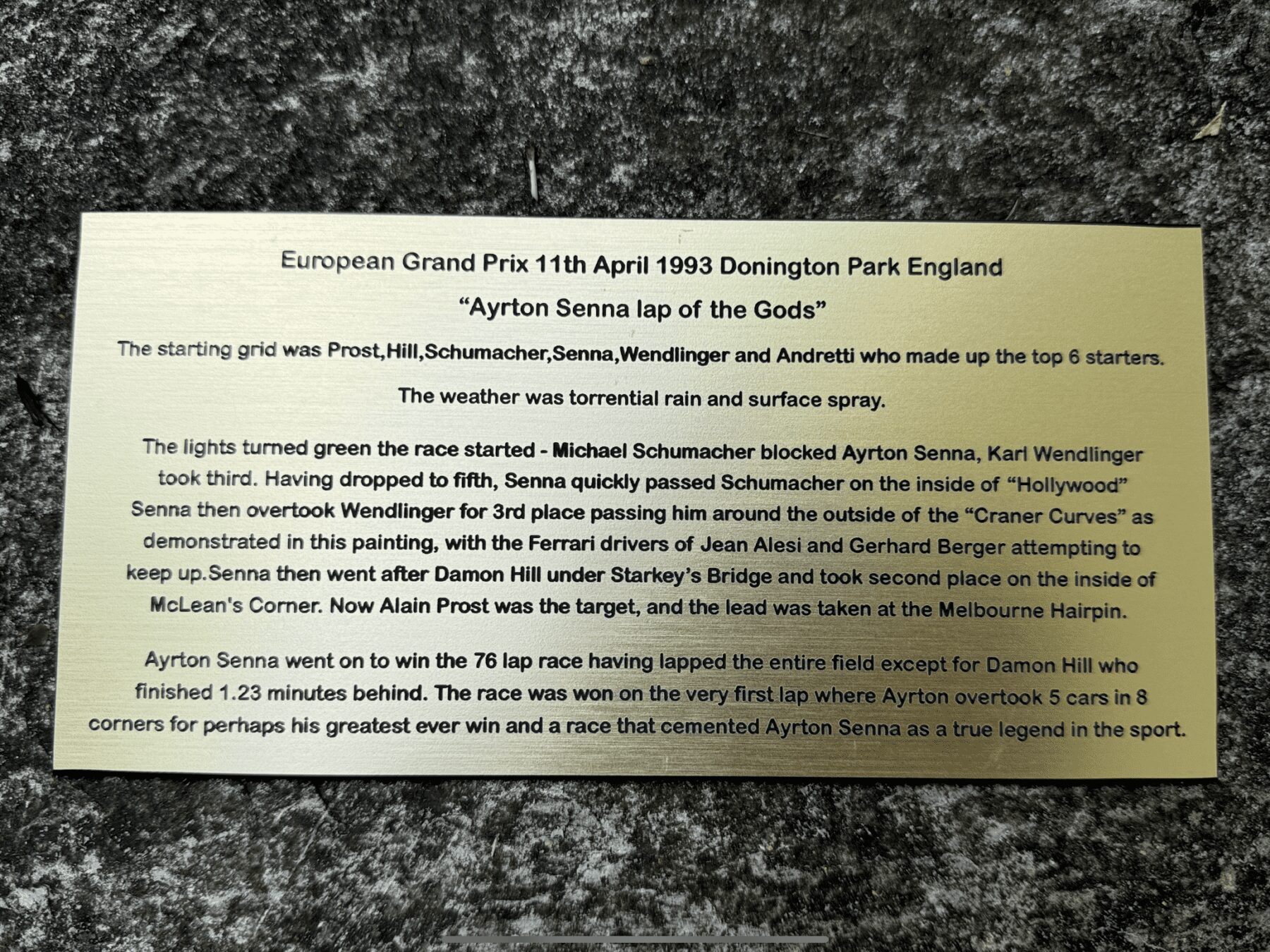 Lap of the gods plaques