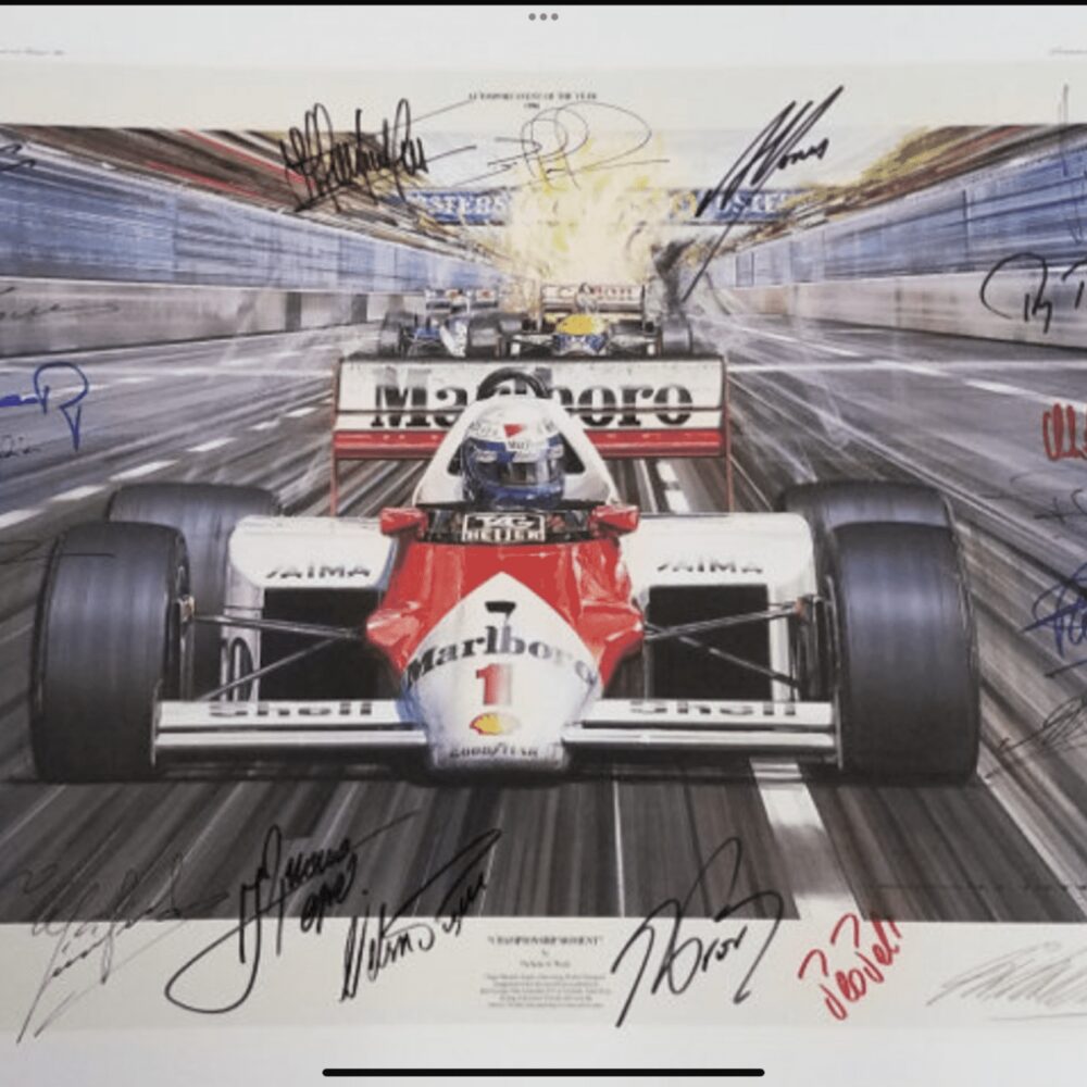 Australian Grand Prix 1986 multi signed print by Nicholas Watts