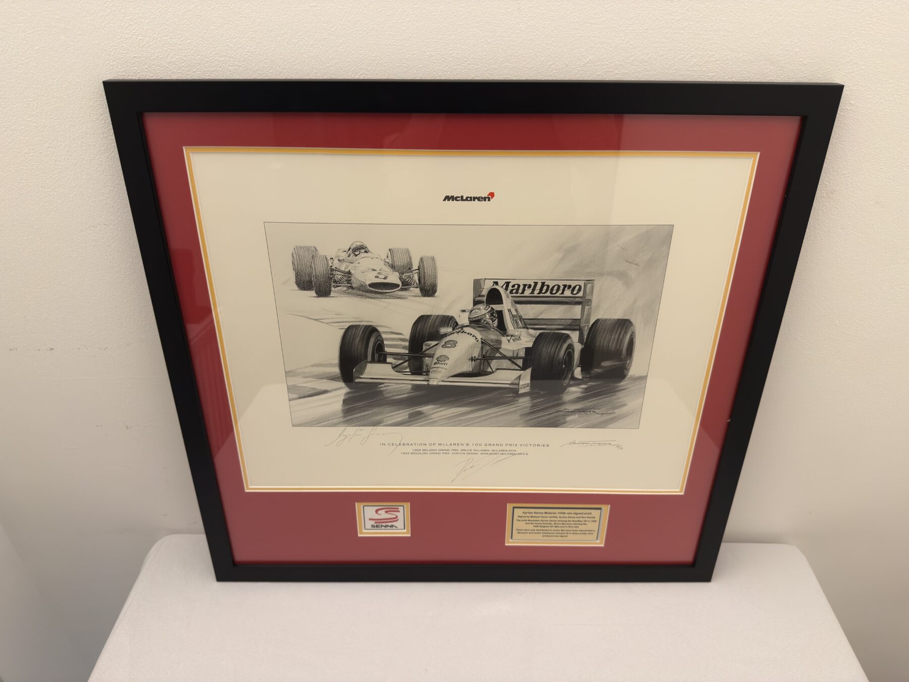 Ayrton Senna Signed print-Bruce McLaren -100th win 1993 - Image 2