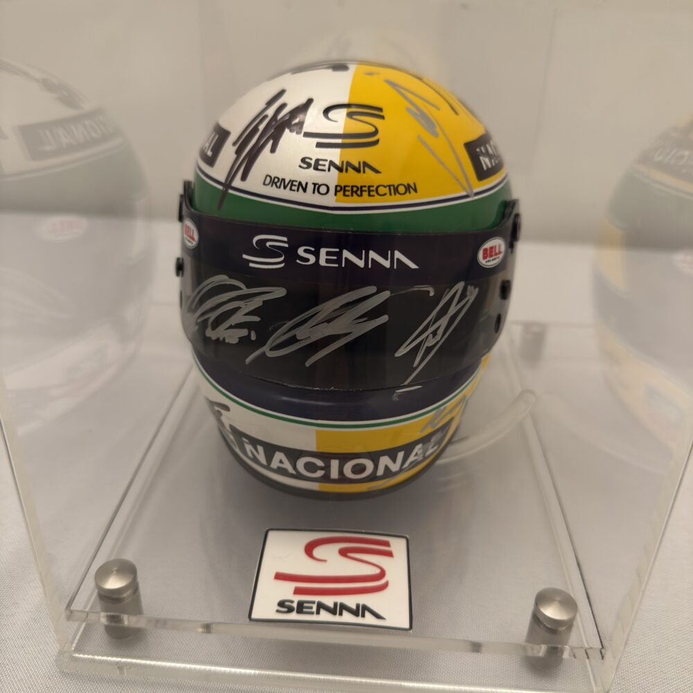 Ayrton Senna 1/2 tribute Bell helmet -Multi Signed on the helmet