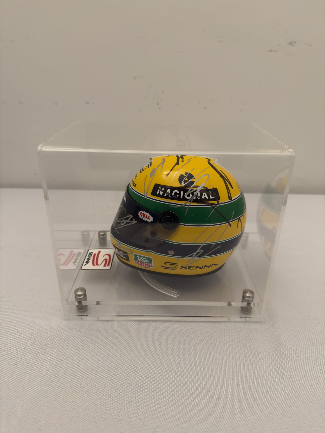 Ayrton Senna 1/2 tribute Bell helmet -Multi Signed on the helmet - Image 14