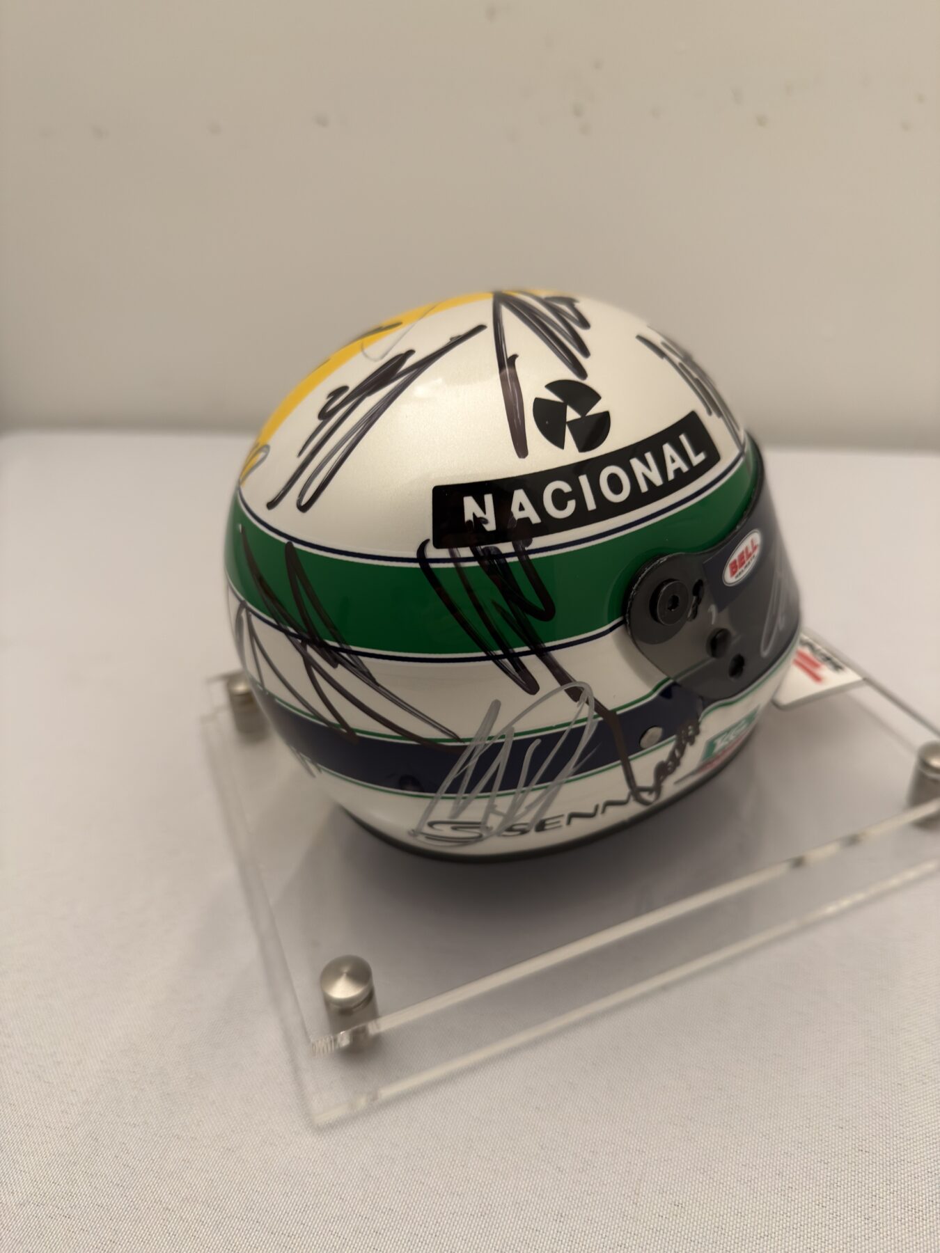 Ayrton Senna 1/2 tribute Bell helmet -Multi Signed on the helmet - Image 6