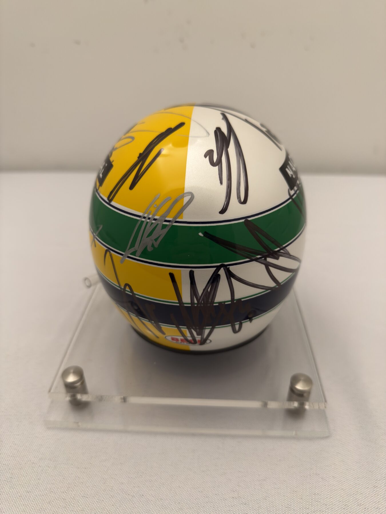 Ayrton Senna 1/2 tribute Bell helmet -Multi Signed on the helmet - Image 7