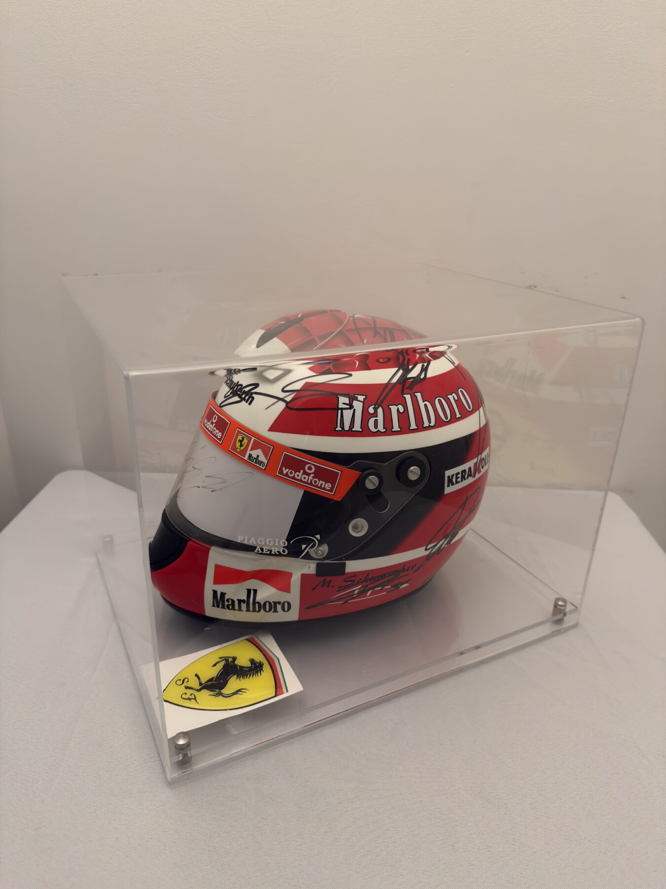 Michael Schumacher QM1 helmet multi signed by all 2025 F1 drivers and Michael Schumacher on the visor - Image 7