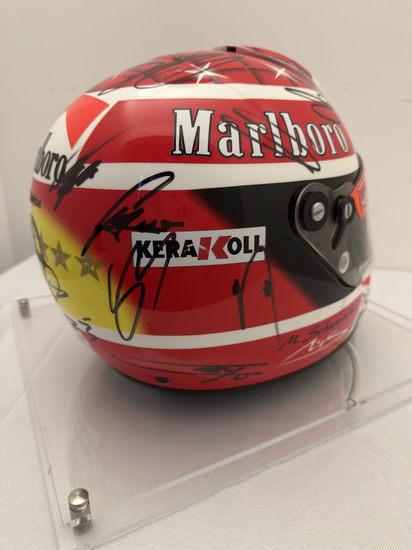 Michael Schumacher QM1 helmet multi signed by all 2025 F1 drivers and Michael Schumacher on the visor - Image 15