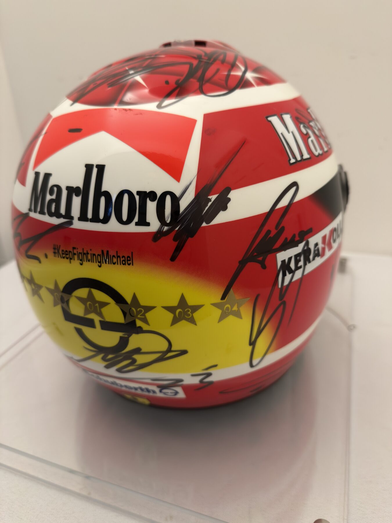 Michael Schumacher QM1 helmet multi signed by all 2025 F1 drivers and Michael Schumacher on the visor - Image 16