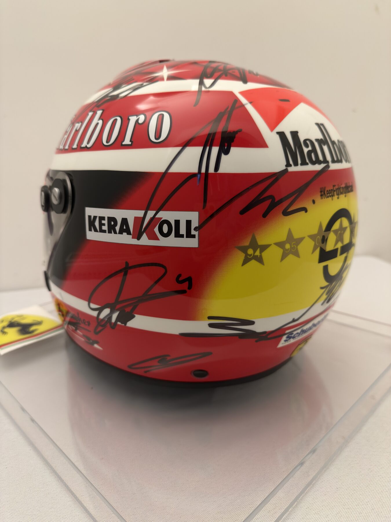 Michael Schumacher QM1 helmet multi signed by all 2025 F1 drivers and Michael Schumacher on the visor - Image 19