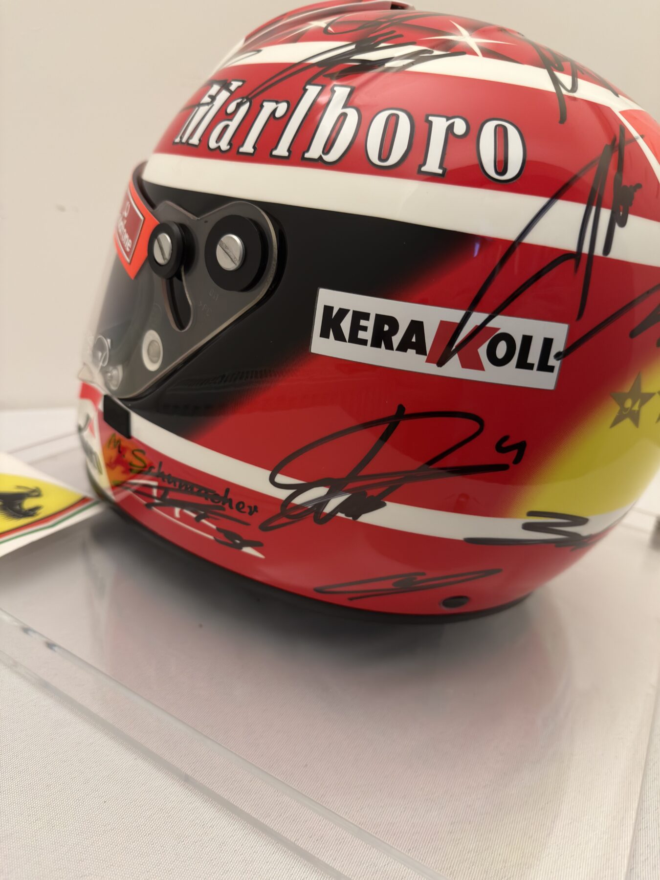 Michael Schumacher QM1 helmet multi signed by all 2025 F1 drivers and Michael Schumacher on the visor - Image 20