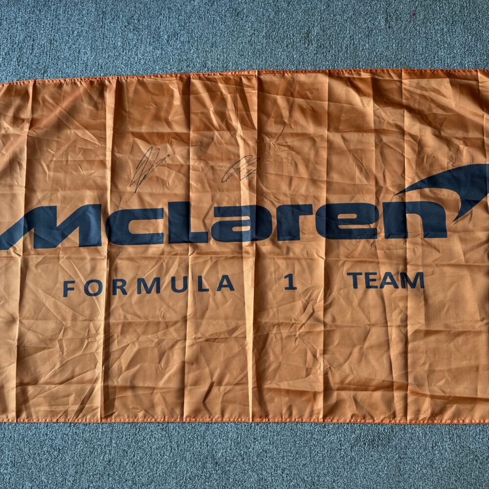 McLaren flag Signed by Lando Norris and Oscar Piastri