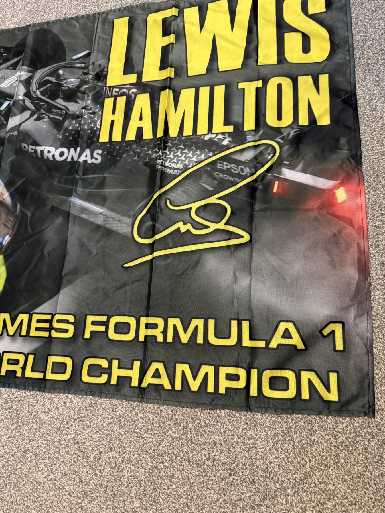 Lewis Hamilton 7 times F1 Drivers World Champion Signed flag - Image 4