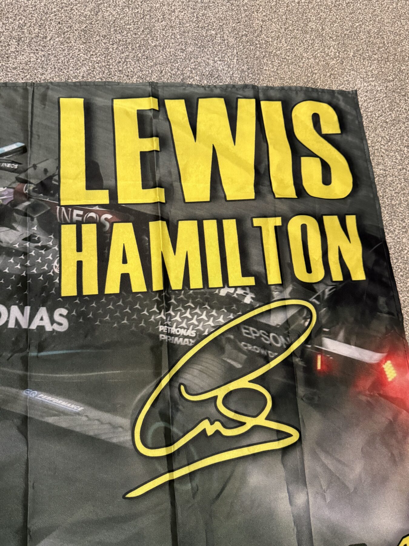 Lewis Hamilton 7 times F1 Drivers World Champion Signed flag - Image 7