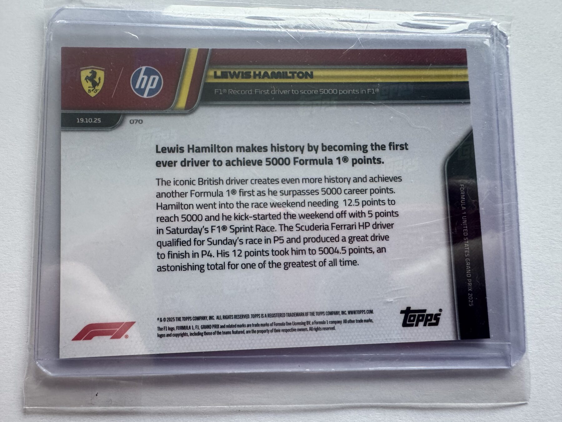 Lewis Hamilton Topps cars-Ayrton Senna 2024 Brazilian GP-Signed - Image 3