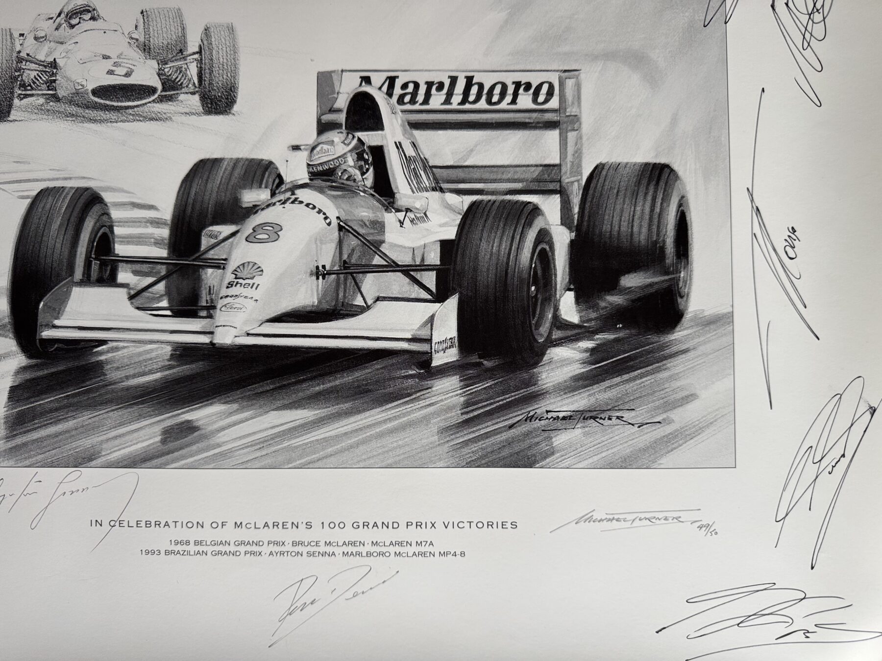 100th win print multi signed