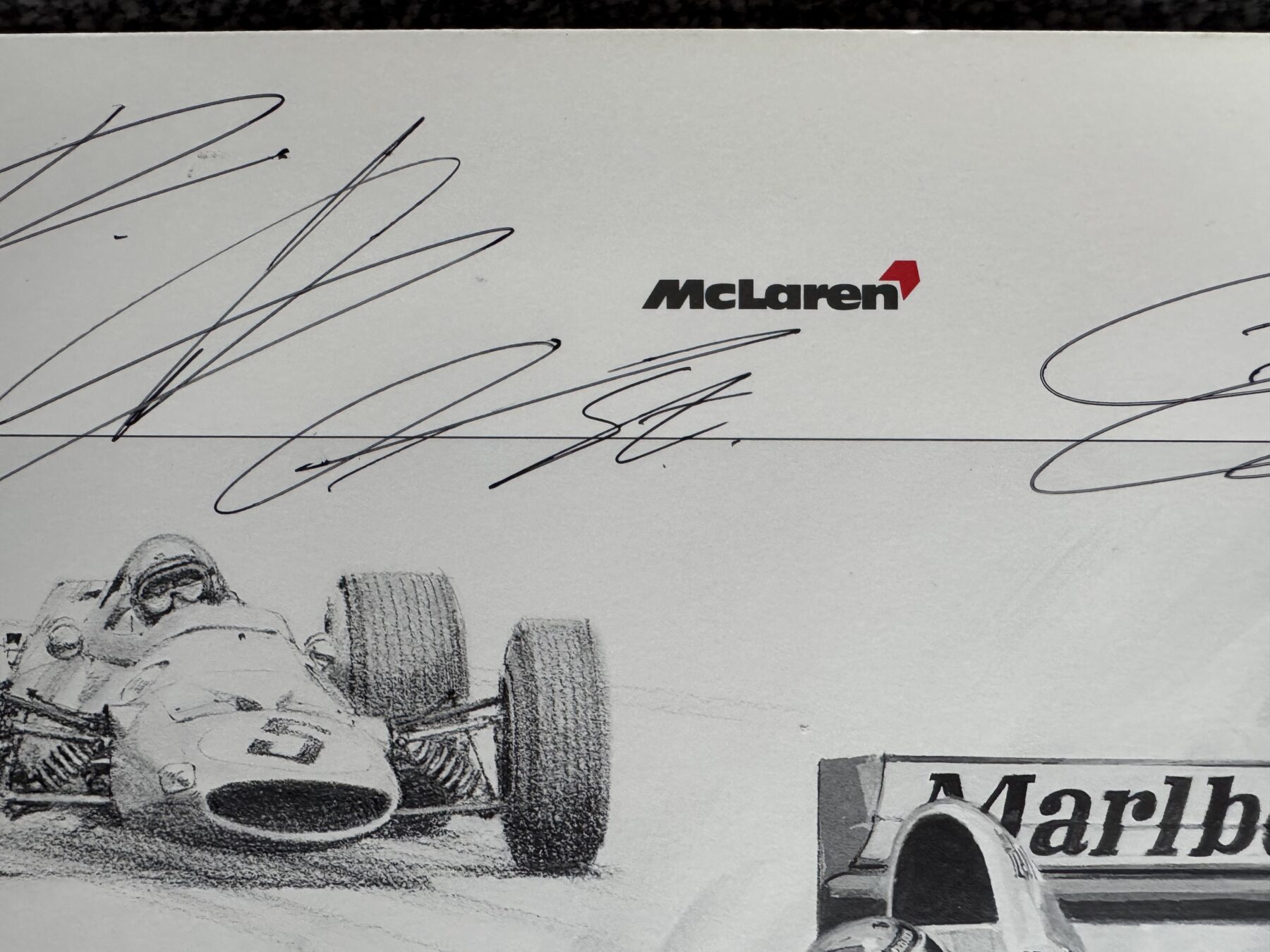 Ayrton Senna Signed Print-Bruce McLaren -100th win 1993-also signed by McLaren drivers past and present - Image 7