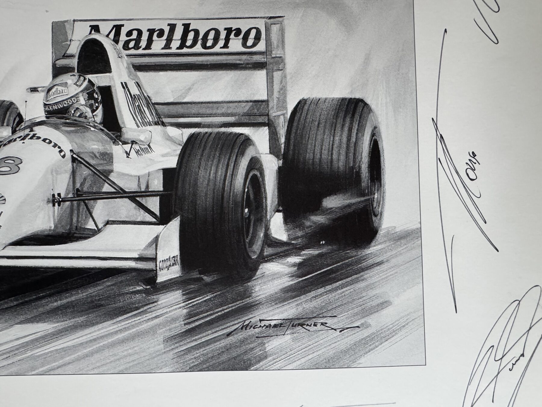 Ayrton Senna Signed Print-Bruce McLaren -100th win 1993-also signed by McLaren drivers past and present - Image 3
