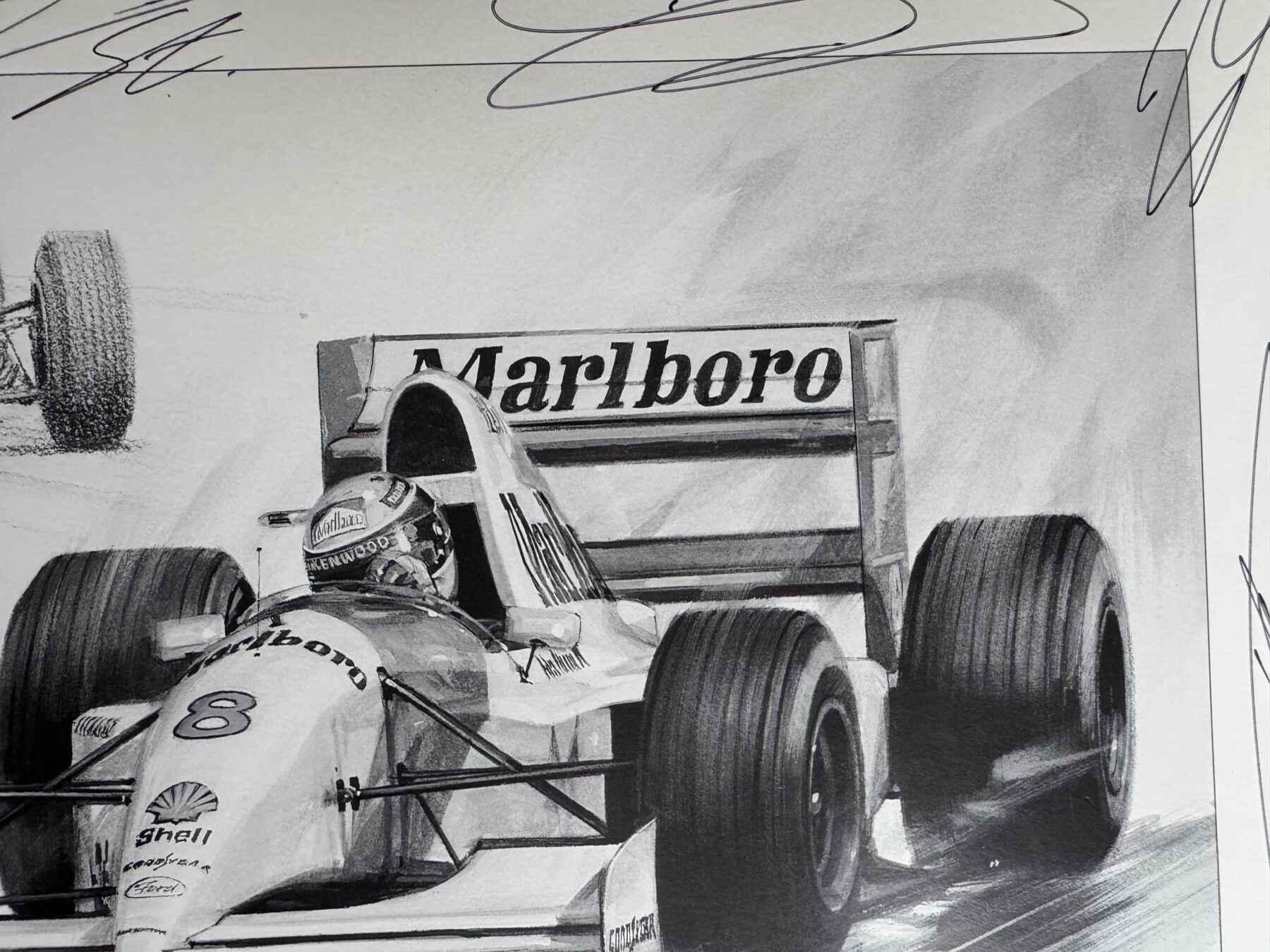 Ayrton Senna Signed Print-Bruce McLaren -100th win 1993-also signed by McLaren drivers past and present - Image 20