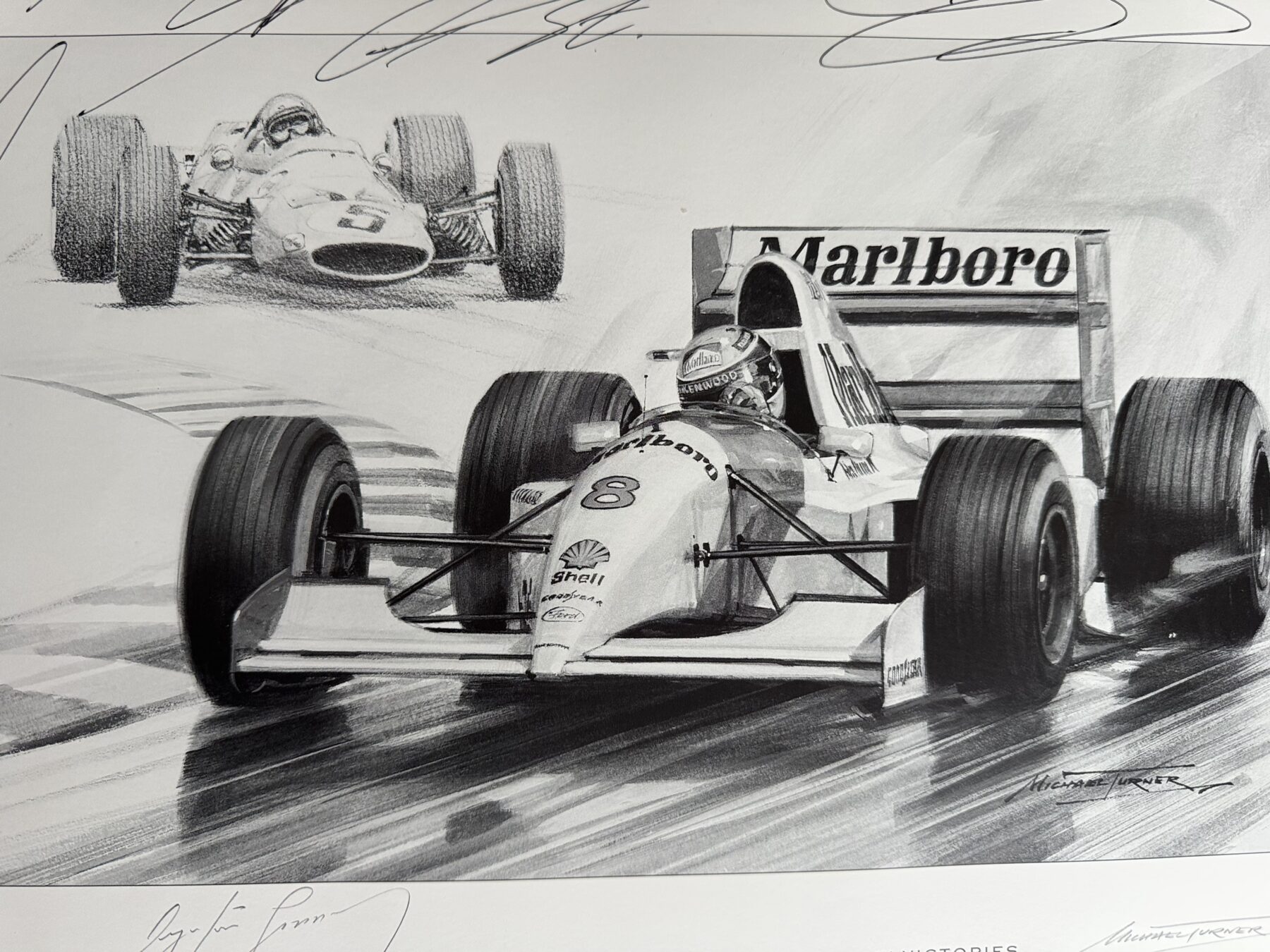Ayrton Senna Signed Print-Bruce McLaren -100th win 1993-also signed by McLaren drivers past and present - Image 15