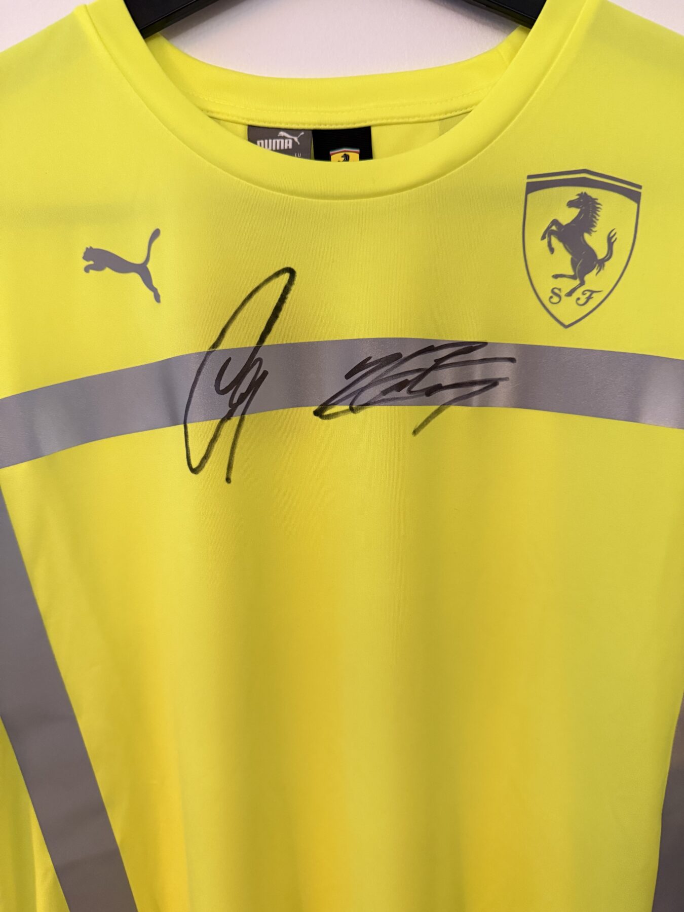 Official Ferrari Logistics crew T shirt and trousers-Signed Charles Leclerc and Lewis Hamilton