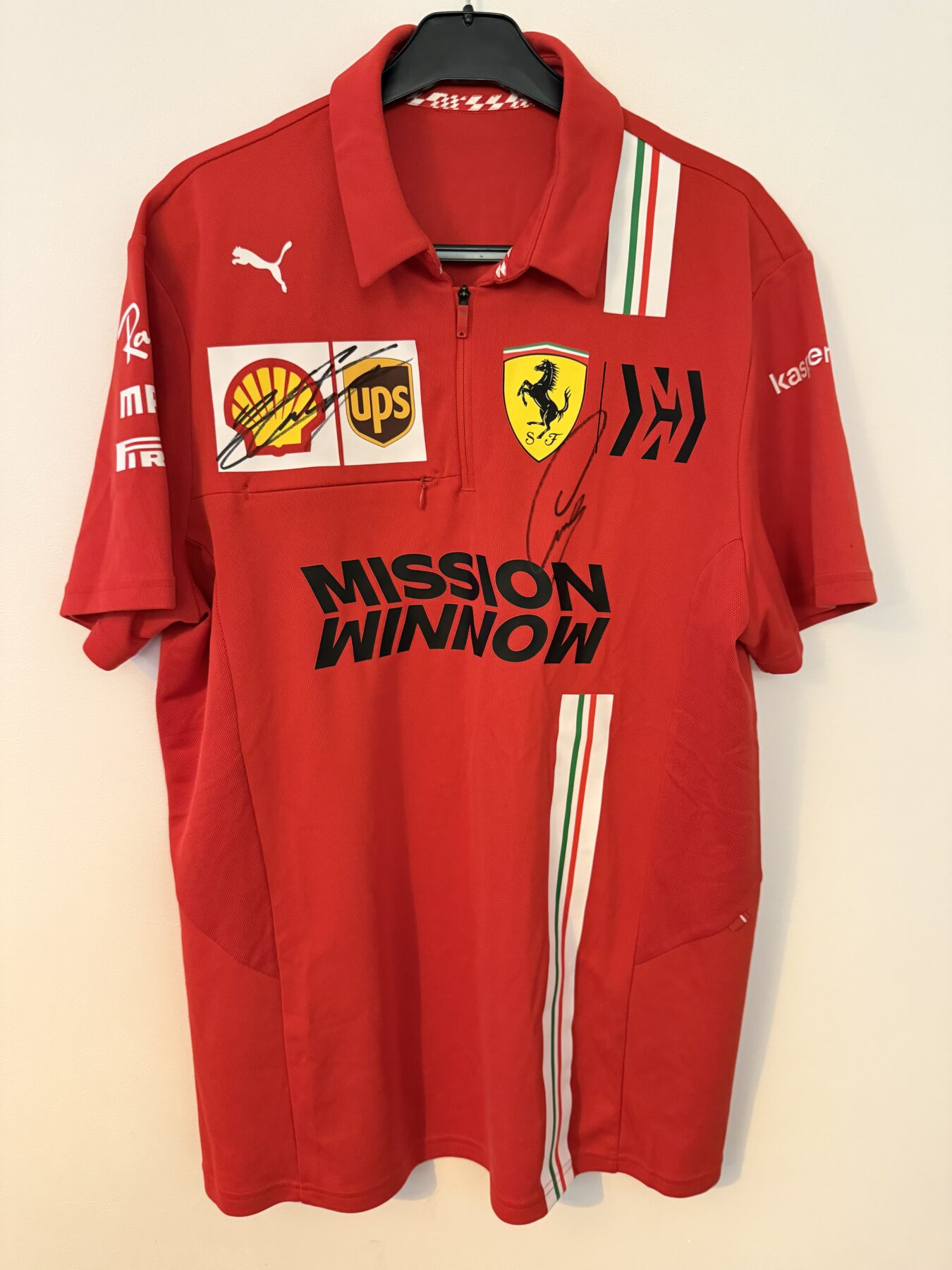 Ferrari Polo shirt-Signed-Lewis Hamilton and Charles Leclerc