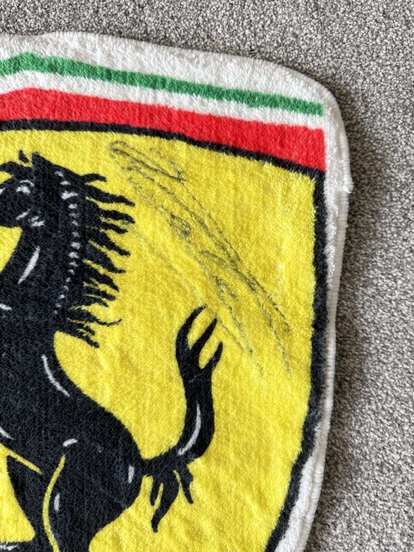 Ferrari prancing horse logo carpet (60x45cm) Signed by Lewis and Charles - Image 5