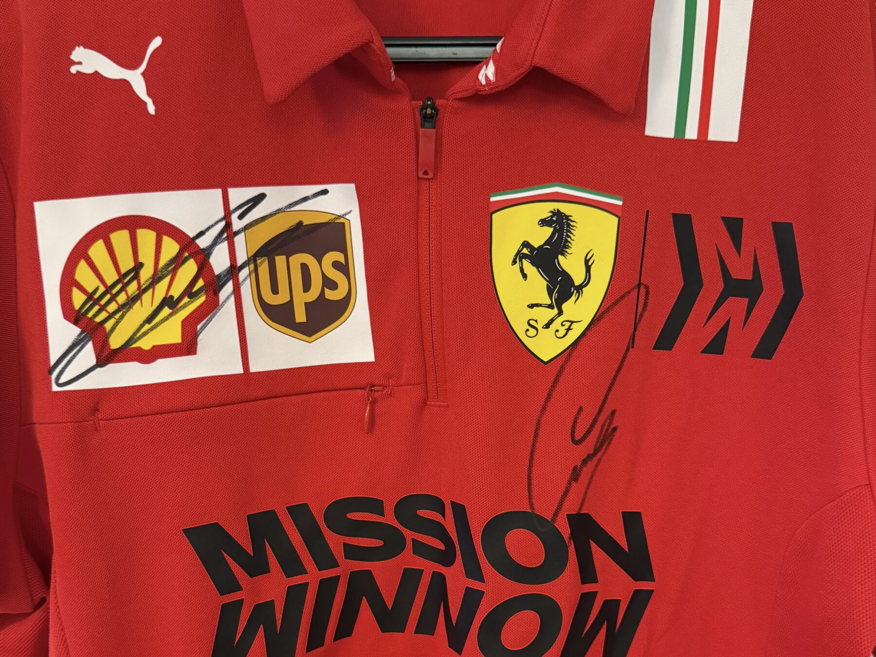Ferrari Polo shirt-Signed-Lewis Hamilton and Charles Leclerc - Image 5