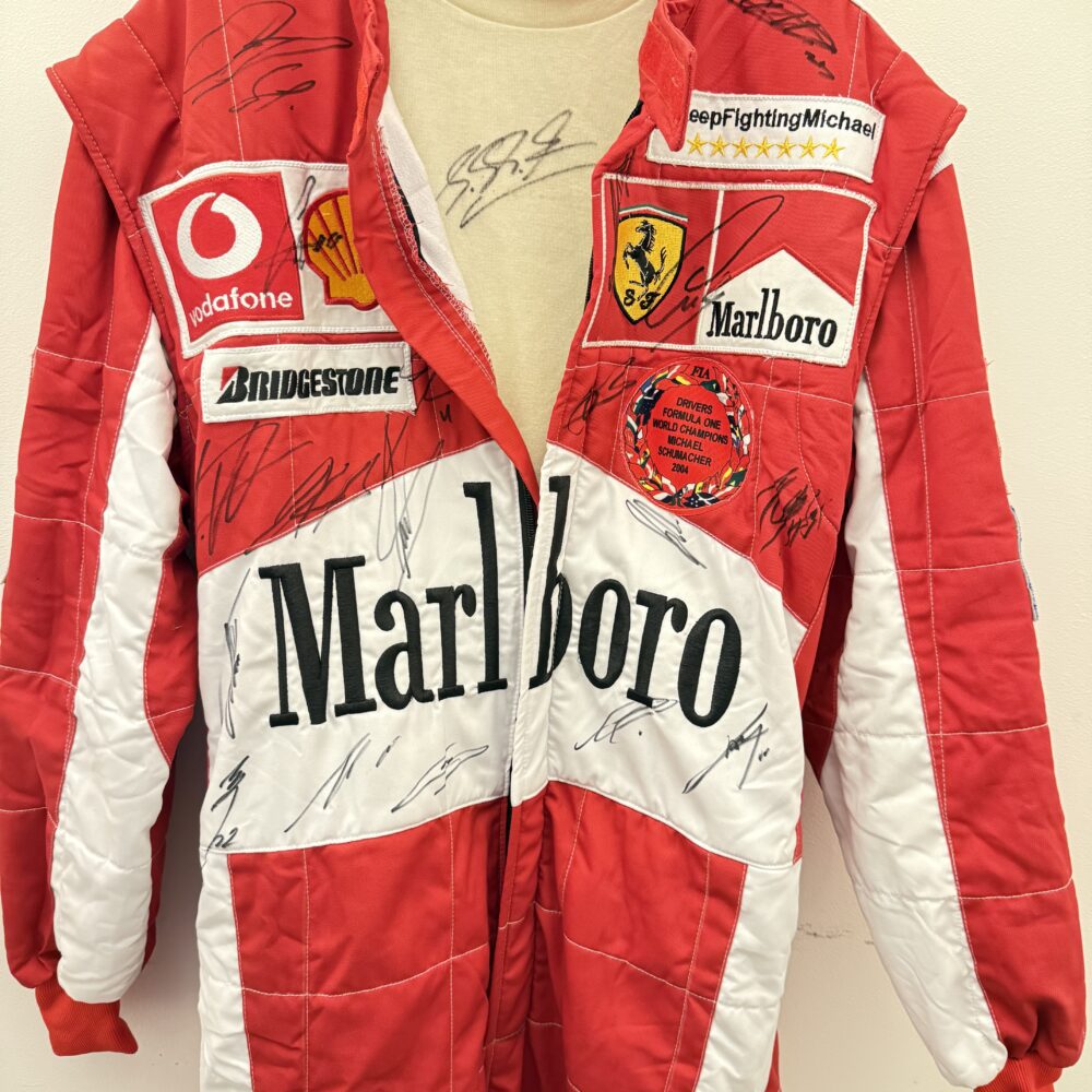 NEW-Michael Schumacher-Multi Signed suit & Signed Michael