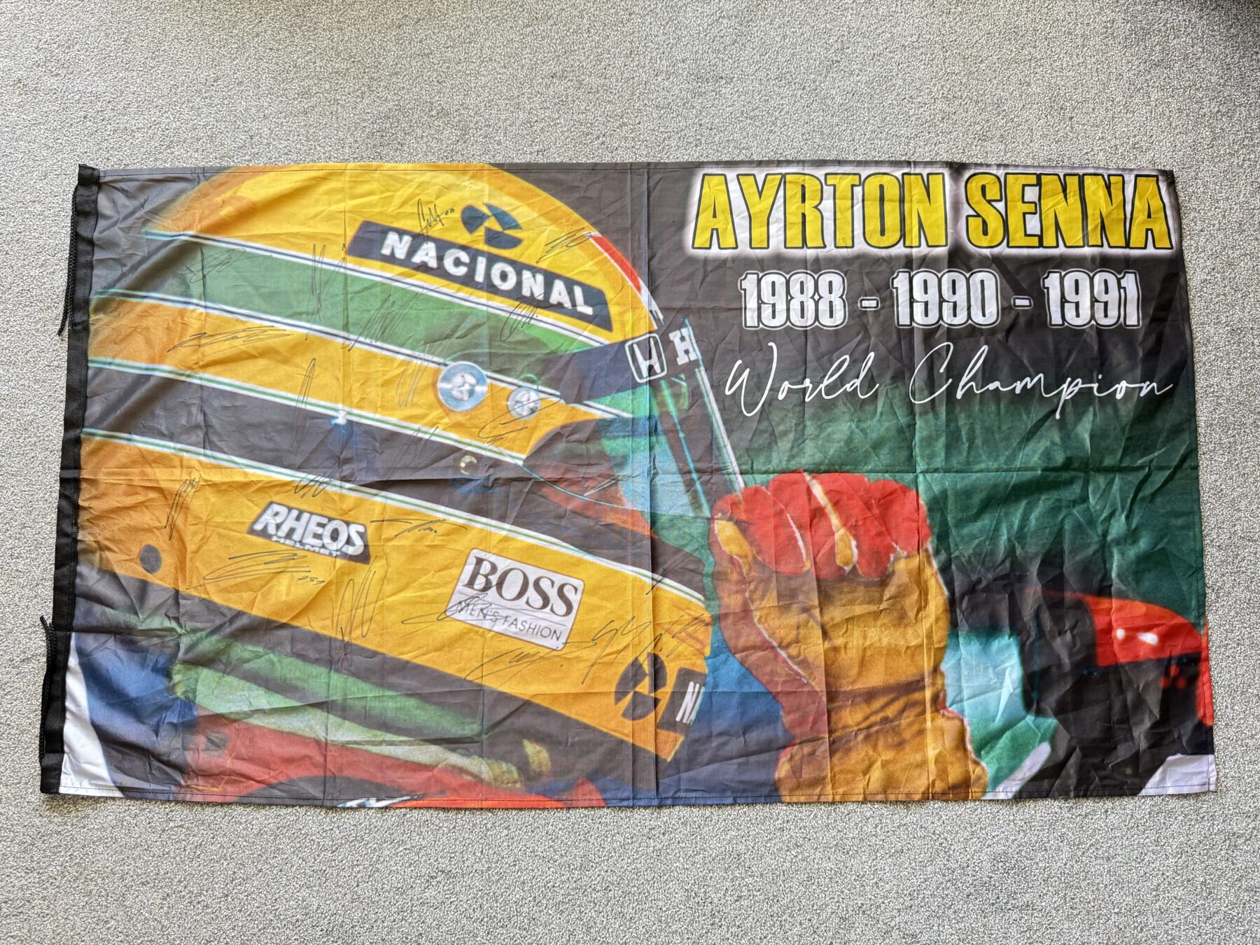 Ayrton Senna multi signed flag